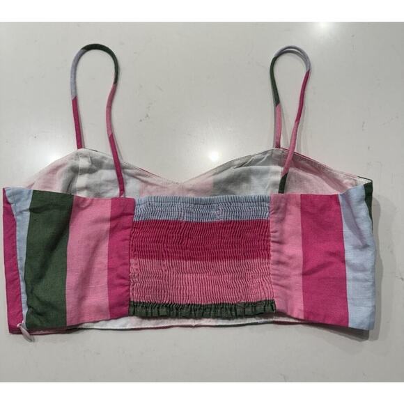 Zara Women’s Size Small Colorful Striped Cropped Bustier Top Festival - Picture 2 of 6